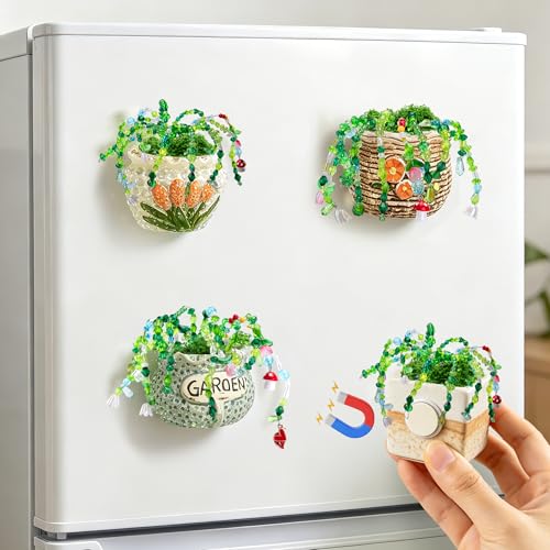 codree 2 Set/10840 Beaded Plant Kit with Artificial Moss, Green Beads for Beaded Plants Making, Forever Plant Leaf Flower Green Glass Beads for Jewelry Making DIY Crafts Succulent Plants Lover - color: 2 Set A Style