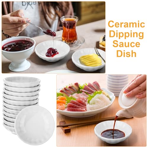 50 Pcs Soy Sauce Dish 1.2 oz White Dipping Bowls Bulk, Flower | 1.2 oz Dishes for Sushi Ketchup Vinegar, Asian Condiment Set for BBQ Dip, Restaurant Bulk Appetizer Party Serving Bowls - style: Flower