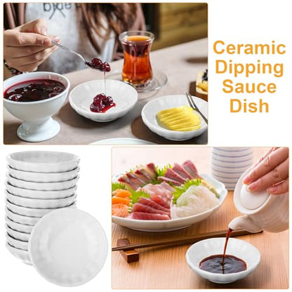 50 Pcs Soy Sauce Dish 1.2 oz White Dipping Bowls Bulk, Flower | 1.2 oz Dishes for Sushi Ketchup Vinegar, Asian Condiment Set for BBQ Dip, Restaurant Bulk Appetizer Party Serving Bowls - style: Flower