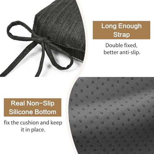 baibu Patented Dual-Layer Rocking Chair Cushion Set, 19.5 x 19.5 in, Black | Two-piece memory foam seat and back cushion set with secure ties and a non-slip bottom for indoor rocking chairs. - color: Black