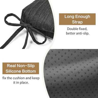 baibu Patented Dual-Layer Rocking Chair Cushion Set, 19.5 x 19.5 in, Black | Two-piece memory foam seat and back cushion set with secure ties and a non-slip bottom for indoor rocking chairs. - color: Black