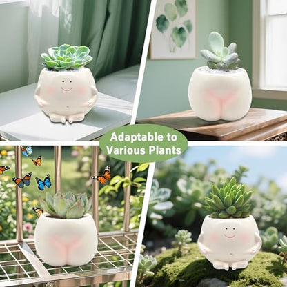 3.5" Smiley Face Resin Planter Pot,Funny Belly Planters Design | Succulent Planterwith Drainage Hole;Cute Plant Pot for Indoor Outdoor Plants