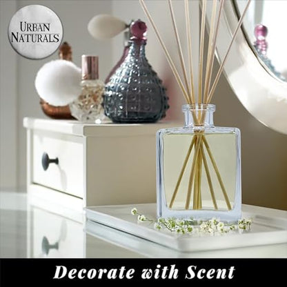 Reed Diffuser Set, Eucalyptus Sage - Bathroom Shelf Décor | Mint, Lime & Cedarwood Essential Oils, Relaxing scent, Sleek Rectangular Refillable Glass Bottle - color: Eucalyptus Sage