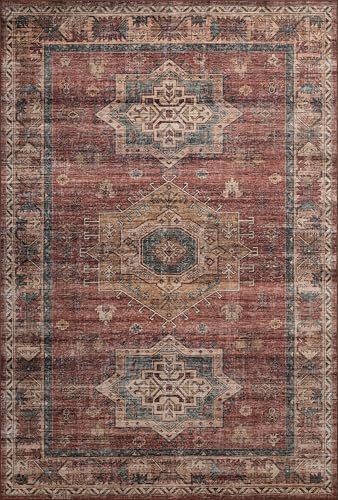 Loloi Anniston Spice/Multi 9'-0" x 12'-0" Area Rug | ANS-04 Machine Washable Printed Approx. 9x12 Red Living room Dining room Bedroom, Traditional, Distressed, Area Rug - color: Spice / Multi, size: 9' x 12' (Rectangular)