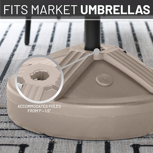 US Weight Durable 50 Pound Fillable Umbrella Base Designed to be Used with a Patio Table - color: Beige