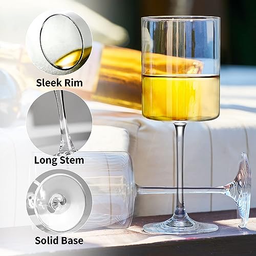 SANZO Wine Glass Set, 15oz Crystal Glasses for Red and White Wine, Square Bowl Design for Home Bar or Dinner Parties （8pcs） - style: 8pcs