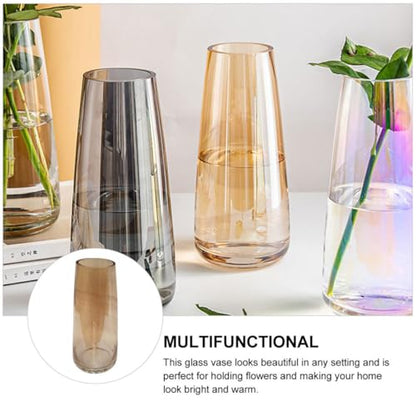 Amber Glass Flower Vase Decorative Flower Arrangement Container Nordic Creative Home Décor Floral Bottle for Living Room and Table Display