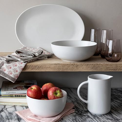 over&back Coupe Stoneware Serving Platter - Elegant 1-Piece Oval Serving Platter to Complete Your Kitchen Set - 16.4" x 11.5" - Semi-Matte White - color: White, size: Oval Platter