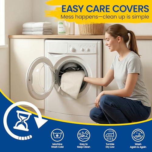 kingphenix Chair Cushions for Dining Chairs, Set of 4, 2.5 Inches Thick | High-Density Foam Kitchen Chair Cushions with Ties, Non-Slip Bottom and Removable Machine-Washable Covers, 17 x 16 in, Beige - color: Beige, size: 4 Count(Pack of 1)