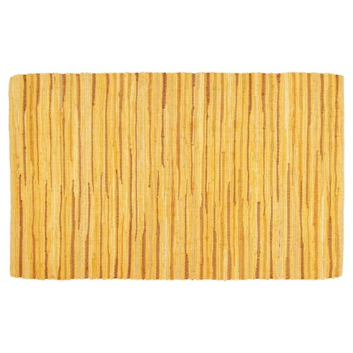 Chindi Area Rug 3x5 Feet - Mustard | Cotton Woven Rugs for Bedroom, Easy Clean Boho Throw Carpet - color: Mustard, size: 3 x 5 feet