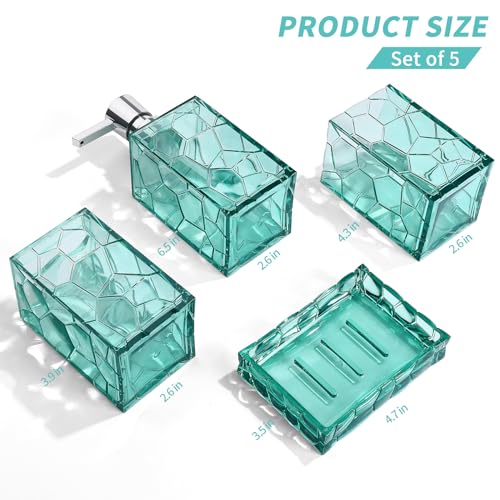 GAHEFY Teal Blue Beach Bathroom Accessories Set with Toothbrush Holder, Soap Dispenser, Tumbler, Soap Dish, Turquoise Bathroom Decor,Acrylic (Teal-4pcs) - style: Teal-4pcs