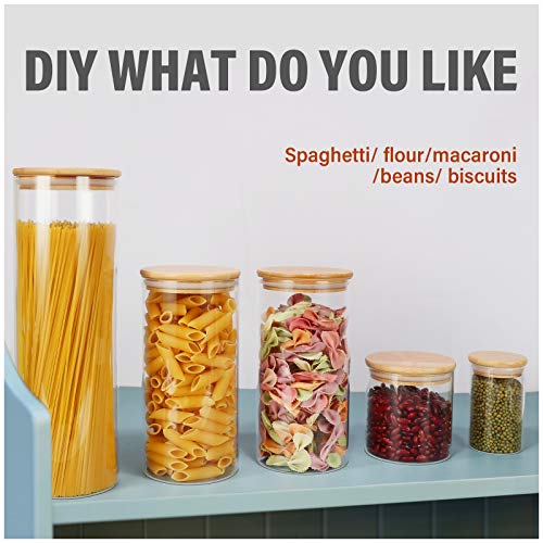DHSBTLS 15 Pack 8 oz Glass Jars With Bamboo Lids for Kitchen, Pantry | Borosilicate Airtight Canisters, Food Storage Container, Pantry Organization, Kitchen Sets, Spice Containers - size: 8 fl oz (15 pcs)