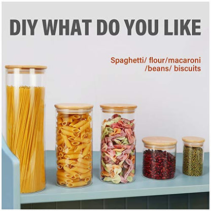 DHSBTLS 15 Pack 8 oz Glass Jars With Bamboo Lids for Kitchen, Pantry | Borosilicate Airtight Canisters, Food Storage Container, Pantry Organization, Kitchen Sets, Spice Containers - size: 8 fl oz (15 pcs)