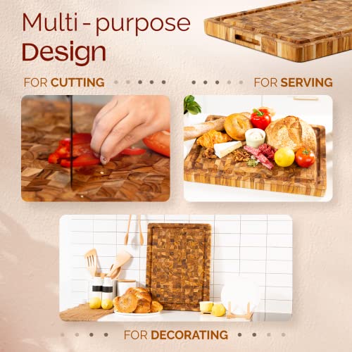 Yes4All Medium Teak Cutting Board, End Grain Cutting Board 17"x 13"x 1.5" - size: 17"L x 13"W, style: Teak