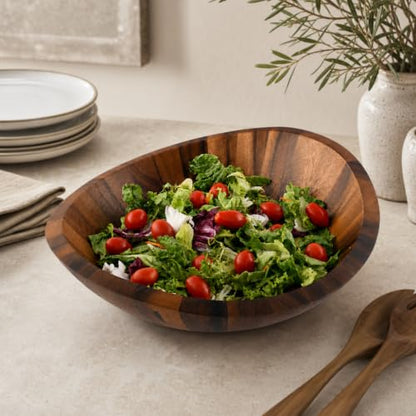 Arthur Court Large Acacia Wood Salad Serving Bowl - Modern Centerpiece for Fruits or Salads - 11 Inch Diameter 4 Inch Tall - size: 11 inches Diameter 4 Tall