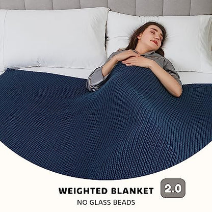 L'AGRATY Knitted Weighted Blanket - 50"x60" 7lbs Cooling Chunky Knit Heavy Blanket for Adults Braided Crochet Throw Thick Cable Yarn Knit Decorative No Beads Evenly Weighted Machine Washable | No Beads Evenly Weighted Machine Washable Chunky Braided Croch
