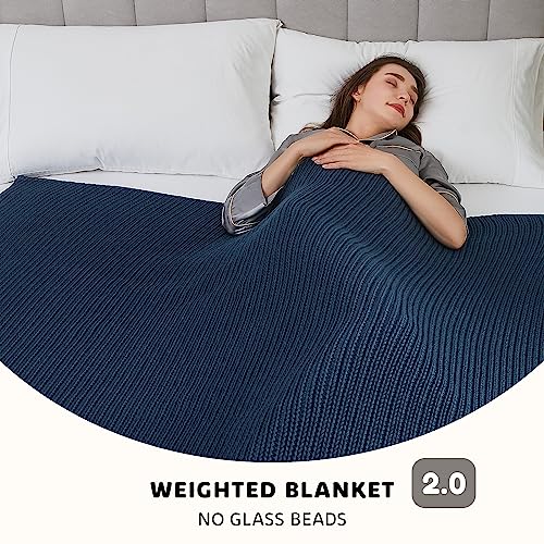 L'AGRATY Knitted Weighted Blanket - 50"x60" 10lbs Cooling Chunky Knit Heavy Blanket for Adults Braided Crochet Throw Thick Cable Yarn Knit Decorative No Beads Evenly Weighted Machine Washable | No Beads Evenly Weighted Machine Washable Chunky Braided Croc