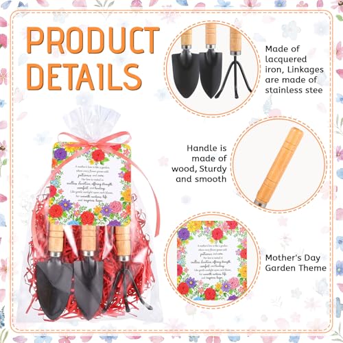 Chumia 12 Set Gardening Gifts Bulk for Women Floral Mini Garden Tools Shovel, Mini Garden Tools, Thank You Cards with Bags for Mother Day Mom Birthday Teacher Christian Party Favors