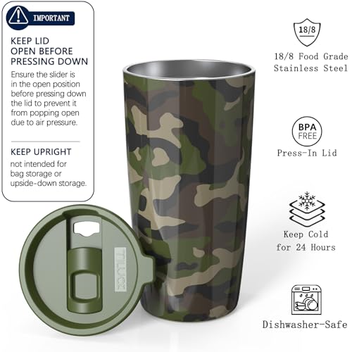TILUCK 20 oz Insulated Coffee Tumbler with BPA-Free Lid | Travel Coffee Mug, Dishwasher Safe, Cup Holder Friendly, Double-Wall Vacuum Insulation for Hot & Cold Drinks, Camouflage - color: Camouflage, size: 20 Ounces