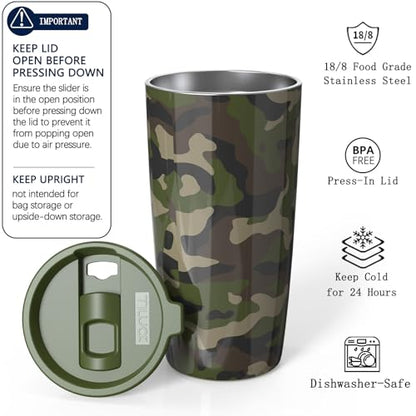 TILUCK 20 oz Insulated Coffee Tumbler with BPA-Free Lid | Travel Coffee Mug, Dishwasher Safe, Cup Holder Friendly, Double-Wall Vacuum Insulation for Hot & Cold Drinks, Camouflage - color: Camouflage, size: 20 Ounces