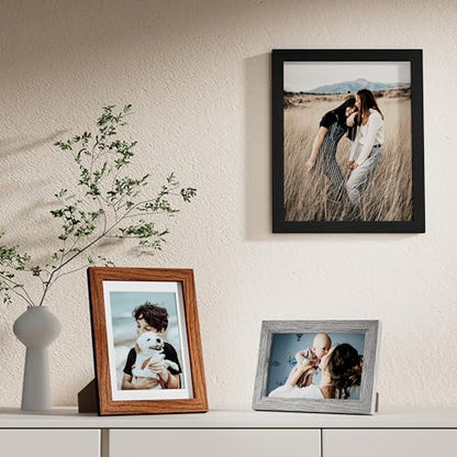 Vittanly 10 Pack Gallery Wall Frame Set, Black, Walnut Brown, Grey | Gallery Wall Frame Set: 2pcs 8x10, 4pcs 5x7 & 4pcs 4x6 Photos for Wall & Table, Picture Frames made of Engineered Wood - color: Black & Walnut Brown & Grey
