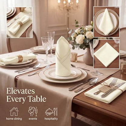 Urban Villa Cloth Napkins Cotton 20x20 (Set of 12) Ivory - color: 021 Off White, size: 20" x 20" (Set of 12)