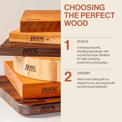 John Boos RA-Board Series Rectangular Wooden Maple Cutting Board 30”x23.25” – 2.25” Thick, 42-lb Reversible Butcher Block with Edge-Grain & Finger Grips – Made in the USA - color: Maple, size: 30"L x 23.3"W