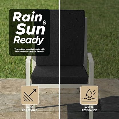 Outdoor Chair Cushions Set of 1, 18 x 16.5 Inch, Black | Water-Resistant, Fade-Resistant, Patio Furniture Dining Chair Seat Replacement with Mid Back, Ties Zipper, Removable Cover - color: Black, size: 18" x 16.5" 1 Pack