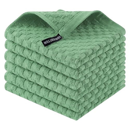 Homaxy 100% Cotton Terry Dish Cloths, 12"x12", 6-Pack, Grass Green | Ultra Soft Absorbent Dish Towels with Hanging Loop, Pineapple Grid Designed - color: Grass Green, size: 12 x 12 - 6 Pack