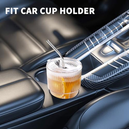 16 OZ Iced Coffee Cups with Lids and Straws Set of 4, Unbreakable Plastic Drinking Glasses Reusable Iced Coffee Glass to Go Cup for Iced Tea,Juice, Water,BPA Free, Dishwasher Safe - style: 4 Pack