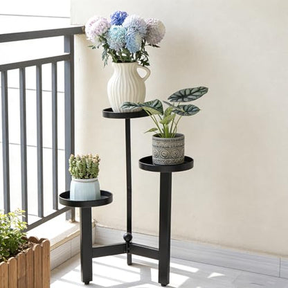 3 Tier Plant Stand - 25 Inch Iron Multi-Tiered Shelf for Indoor & Outdoor Greenery | Modern Space-Saving Display Rack for Flowers, Succulents, and Home Decor