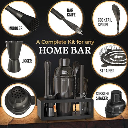 Highball & Chaser Cocktail Shaker Set: Bartender Kit for Home Bar Mixology Cocktail Bar Set Plus E-Book with 30 Recipes - color: Gunmetal