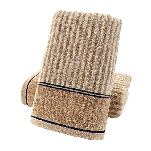 Hand Towels Set of 2 100% Cotton Striped Pattern Absorbent Soft Decorative Towel for Bathroom (Brown) - color: 2 Brown