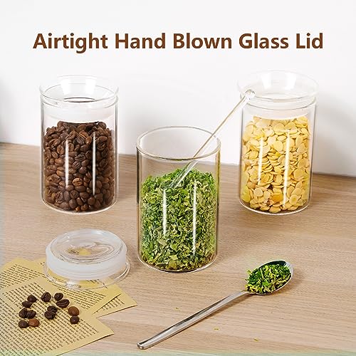 ZENS 15oz Airtight Glass Jars Set of 3, Small Food Container Spice Jars | Thick Borosilicate Clear Glass Kitchen Canisters with Airtight Lids for Herbs, Loose Tea Storage Jars - size: 4-15oz 3Pack
