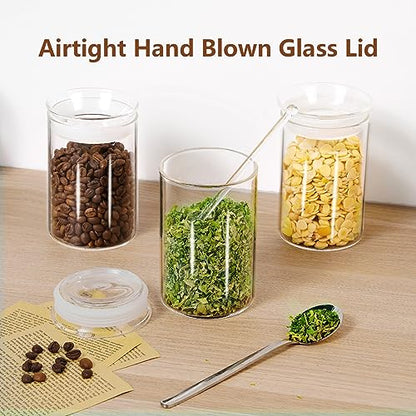 ZENS 15oz Airtight Glass Jars Set of 3, Small Food Container Spice Jars | Thick Borosilicate Clear Glass Kitchen Canisters with Airtight Lids for Herbs, Loose Tea Storage Jars - size: 4-15oz 3Pack