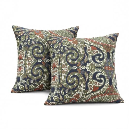 Outdoor Throw Pillows 18×18 Inch | Pack of 2 Waterproof Decorative Throw Pillows with Inserts, Square Pillows for Bed, Couch, Sofa and Patio Furniture - color: Kaleidoscope