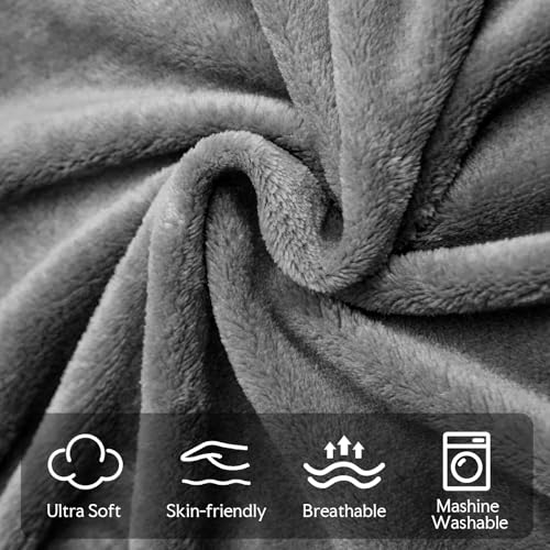 3-Pack Fleece Throw Blankets 50x60, 300GSM Soft Flannel Plush Blanket, Lightweight Warm Couch Sofa Bed Blankets, No Shedding All Season (Dark Gray) - color: Dark Gray