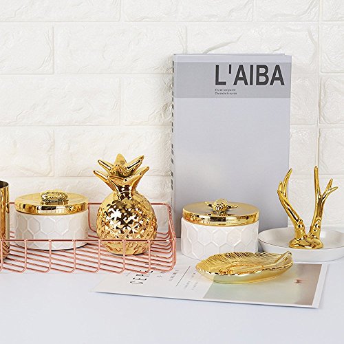 Ceramics Jewelry Box w/Accessories Organizer Storage Tank Container (Bee Lid)