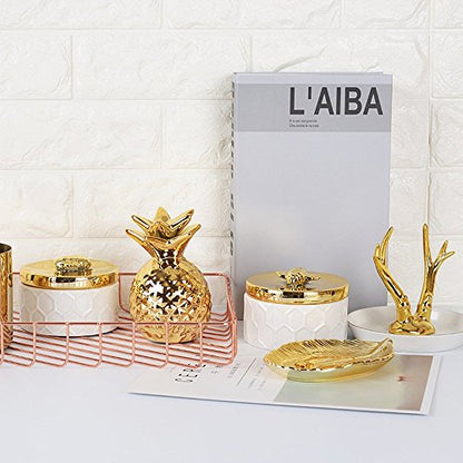 Ceramics Jewelry Box w/Accessories Organizer Storage Tank Container (Bee Lid)