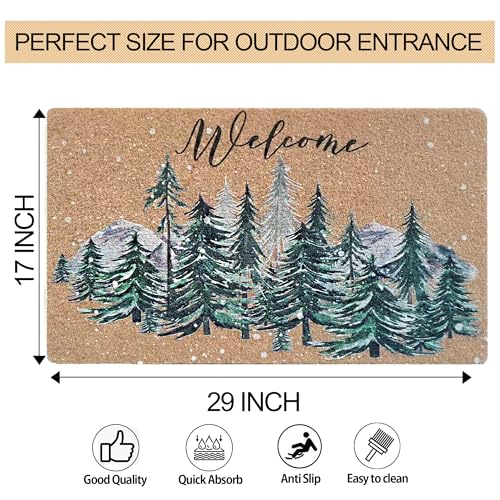 FGSS Christmas Winter-Welcome-Door-Mats Holiday-Doormats 17X29 Inch - color: Snowflake Pine Tree