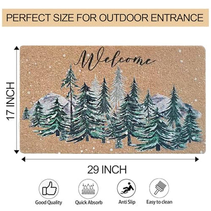 FGSS Christmas Winter-Welcome-Door-Mats Holiday-Doormats 17X29 Inch - color: Snowflake Pine Tree