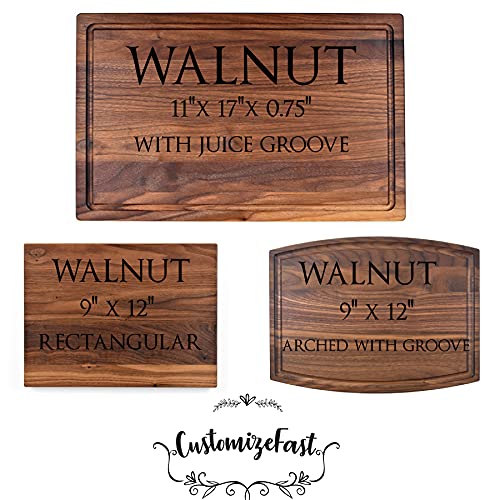 Custom Cutting Board. State Home. Personalized Boards. Wood Engraved. Handmade. Walnut Boards. Customized Gift. (Walnut, 9" x 12"x 3/4" rectangular) - size: 9" x 12"x 3/4" rectangular