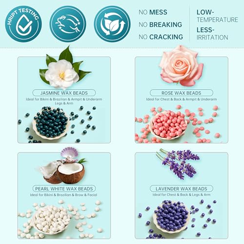 Lifestance Waxing Kit for Women & Men - L3 VelviMint Digital Warmer | Silicone Wax Pot Liner, Hair Removal Kit with 14.1oz Hard Wax Beads & Oil Spray, Professional for Brazilian Bikini Face Leg - color: Chic Enhanced LCD (VelviMint) Kit