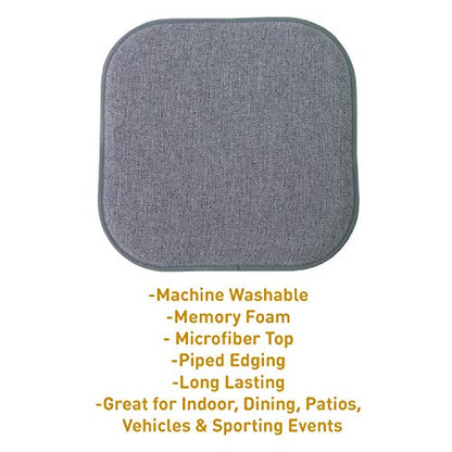 Sweet Home Collection Chair Cushion Memory Foam Pads Honeycomb Pattern Slip Non Skid Rubber Back Rounded Square 16" x 16" Seat Cover, 4 Pack, Alexis Blue/Gray - color: Alexis Blue/Gray, size: 4 Pack