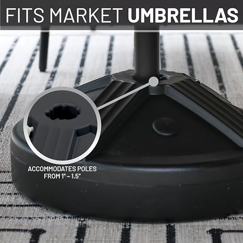 US Weight Durable 50 Pound Fillable Umbrella Base Designed to be Used with a Patio Table - color: Black