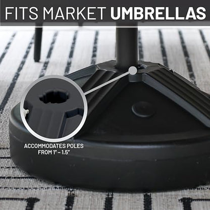 US Weight Durable 50 Pound Fillable Umbrella Base Designed to be Used with a Patio Table - color: Black