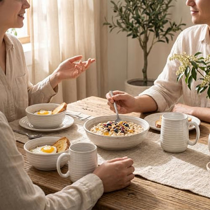 Ceramic Soup Bowls Set of 6, 20 Ounce Deep Creamy White Cereal Bowls, Microwave & Dishwasher Safe, Perfect for Oatmeal, Pasta, Salad, Dessert & Breakfast - color: White, size: 20 Ounce