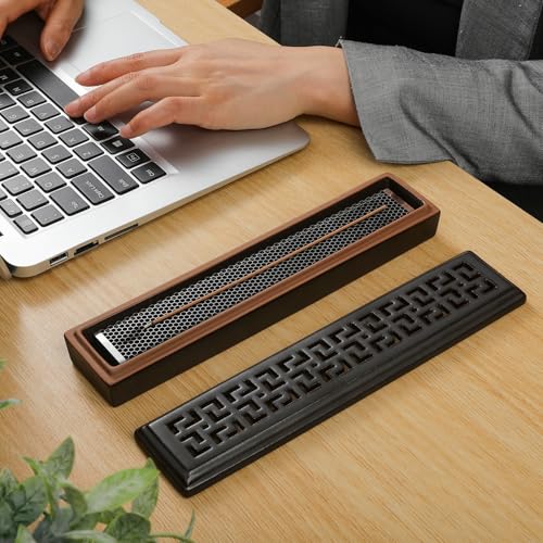 CEREMONY Incense Holder for Sticks, Ceramic Insence-Stick Holder Ash Catcher, Incense Holder Timkburner for Meditation Yoga Spa Room Incense Holder (Mesh-Brown) - color: Mesh-brown