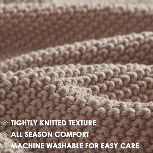 INK+IVY Bree Knit All Season Throw Blanket for Sofa, 50 x 60, Brown | Ultra Soft, Acrylic, Lightweight, OEKO-TEX Certified - color: Brown, size: Throw (50 in x 60 in)