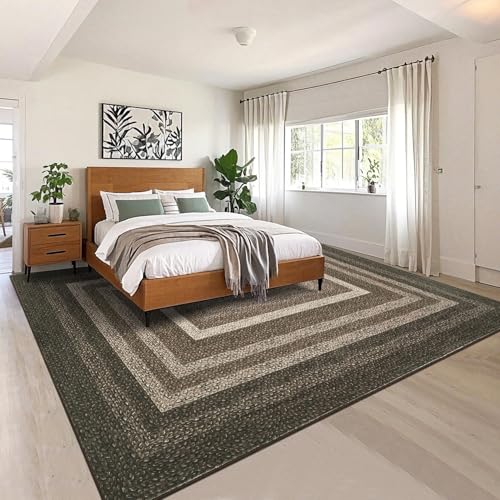Garvee 9x12 Washable Rugs for Living Room Modern Braided Print Rug, Brown | Bedroom Stain Resistant Easy Cleaning Non Slip Floor Cover for Bedroom Dining Room Office Nursery - color: Brown, size: 9' x 12' (Rectangular)